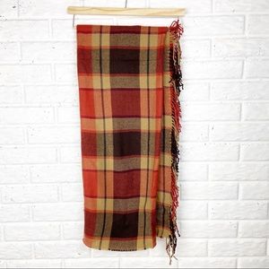 Pottery Barn Plaid Throw Blanket in Red, Orange, Brown